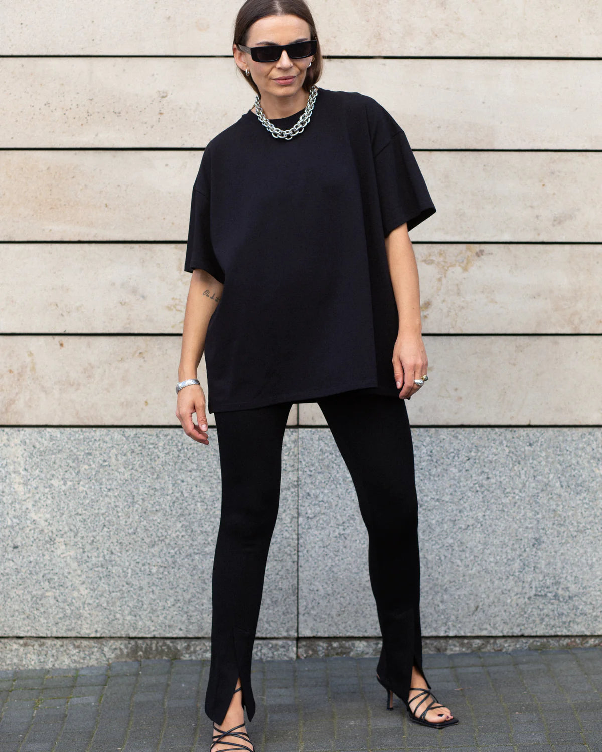 Czarny t-shirt bawełniany Cheer oversize