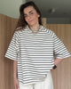 chillout t-shirt cream & black z delikatnym dekoltem