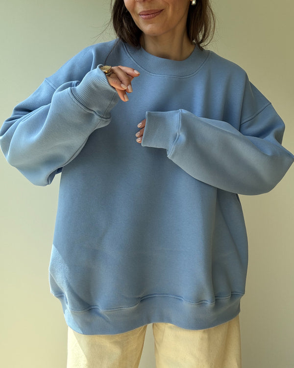Długa bluza damska Cheer Long w kolorze sky blue, fason oversize