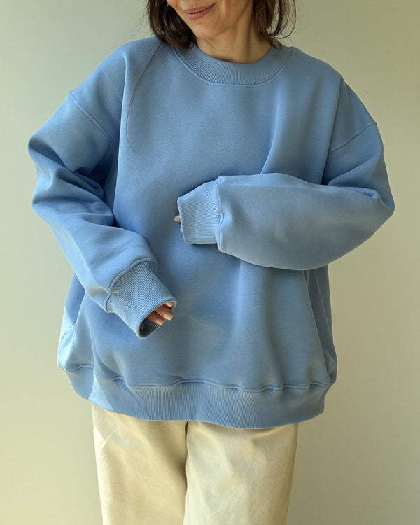 Cheer Long sky blue – oversize’owa bluza w chłodnym odcieniu
