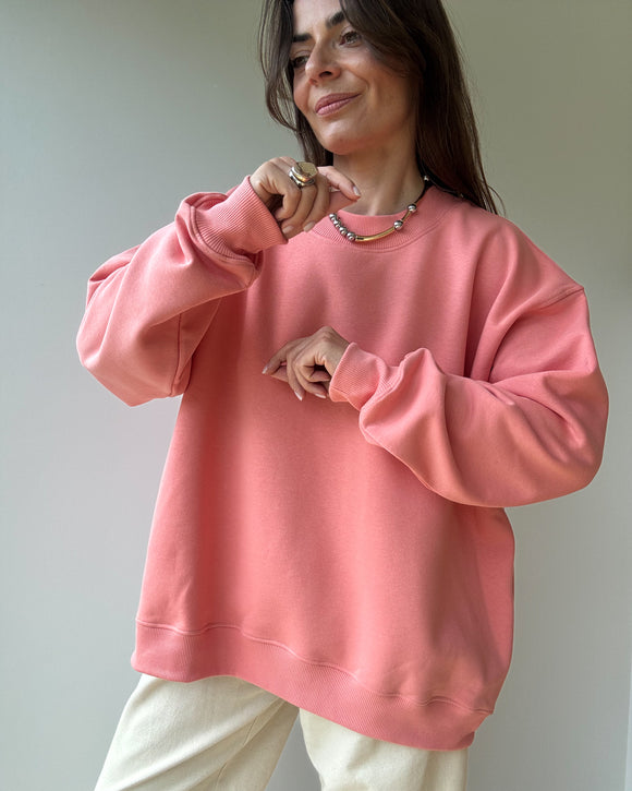długa bluza cheer long w kolorze coral, oversize