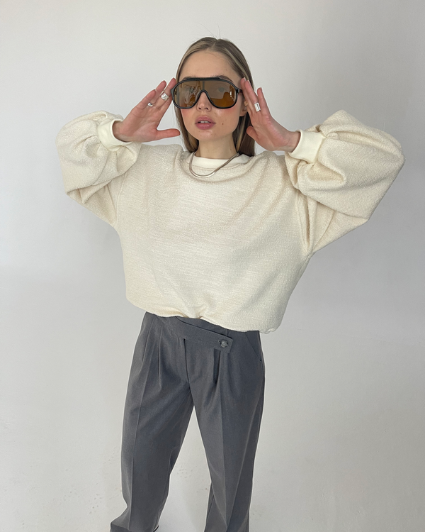 ecru bluza z bawełny boucle